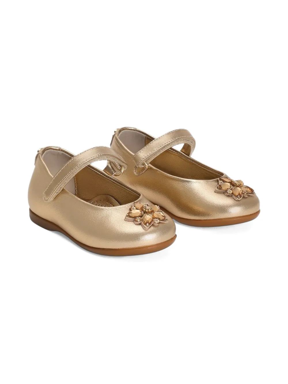 Балетки из кожи наппа Dolce & Gabbana Kids, золотистый