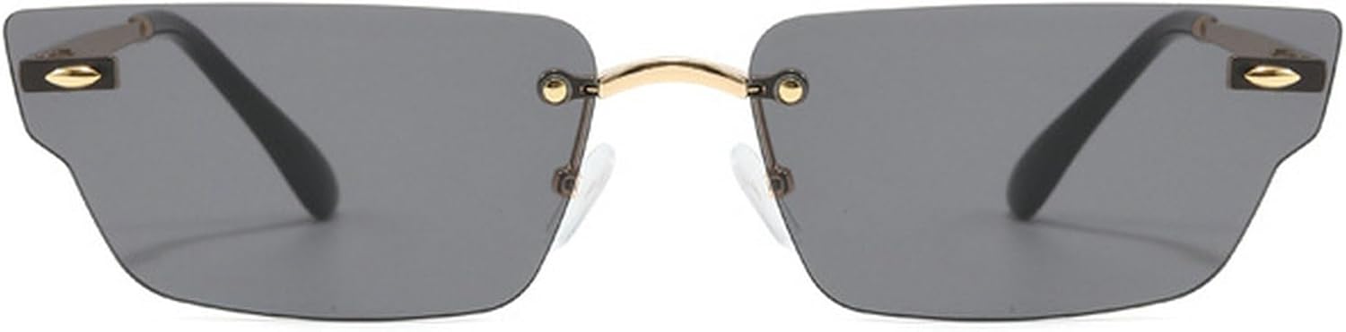 

Ретро-солнцезащитные очки неправильной формы, маленькие прямоугольные, женские, без оправы, с прозрачными линзами с градиентом цвета "океан", защита от УФ-излучения UV400, мужские солнцезащитные очки mincl, Black