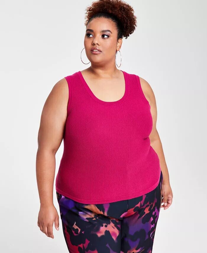 

Модный свитер больших размеров в рубчик, майка-майка Nina Parker, красный