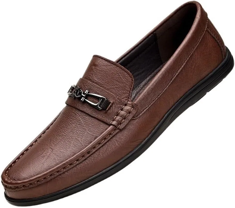 Лоферы кожаные без бренда, модель Men's Slip-On Dress Oxford Shoes, коричневый DHFIRUFSHLO