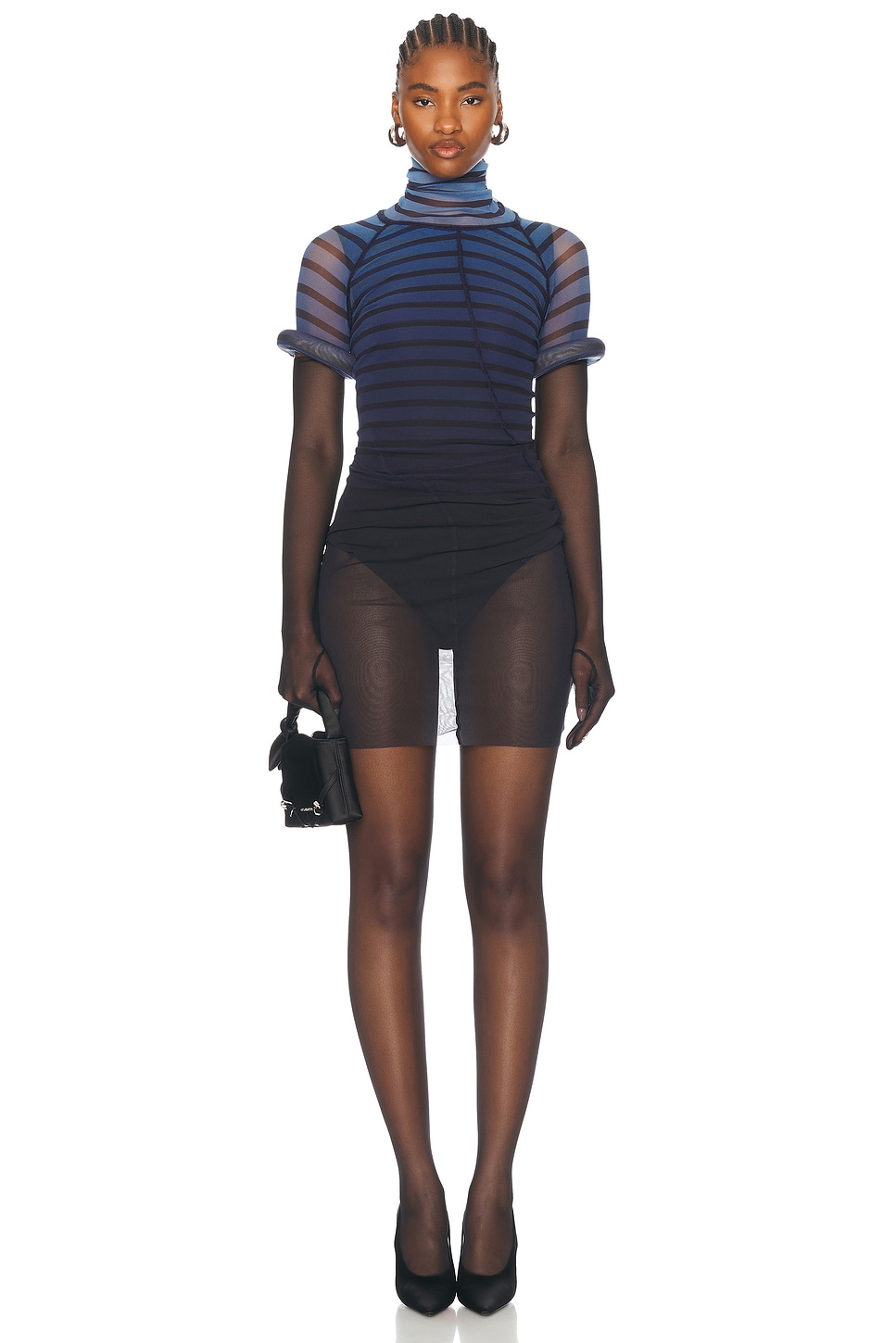 

3d Collar Short Платье Jean Paul Gaultier, Black, Navy, & Light Blue