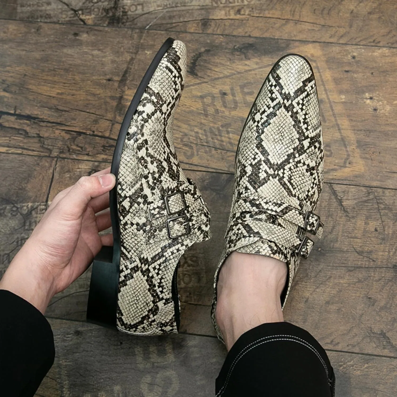 Лоферы мужские Premium Materials на каблуке, Beige FOAVT — фото 3