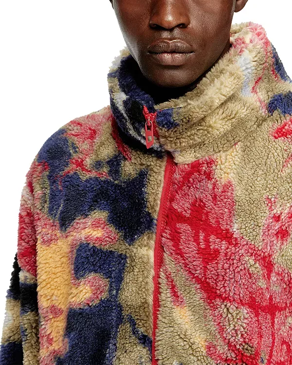 Пушистая жаккардовая флисовая куртка Люка Diesel, Gold — фото 4