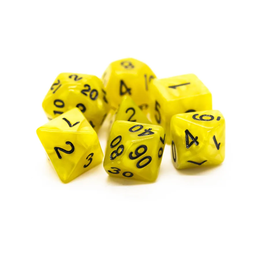 

Поли-набор Желтый с черным (7), Acrylic-Resin Dice - Pearl Drop