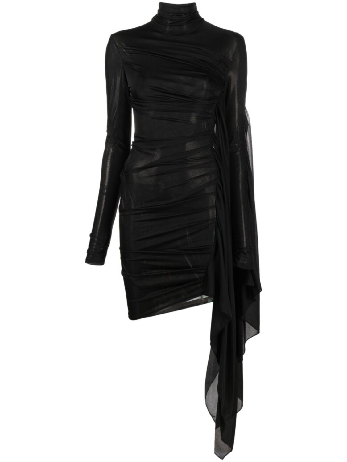 

Mugler платье мини с длинными рукавами и драпировкой, черный