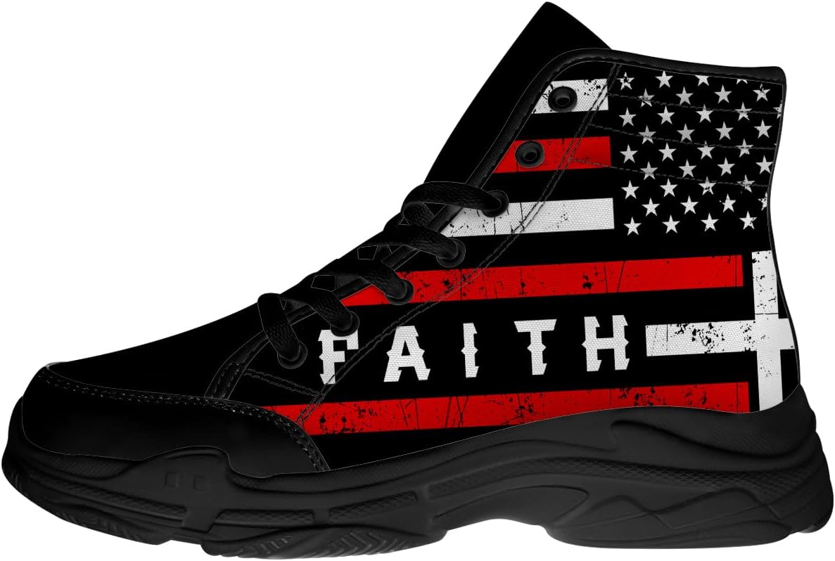 

Высокие кеды Faith для мужчин и женщин, тканевые кроссовки на платформе со шнуровкой, подарки для него и для нее Generic, черный/красный