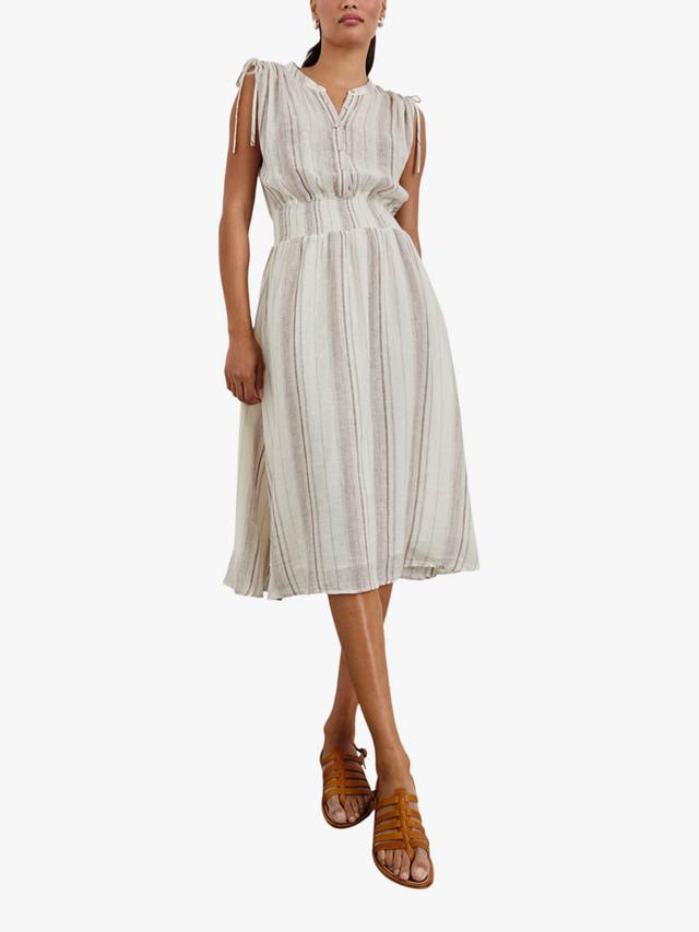 

Платье Melodie в полоску из льна Rails, White/Brown