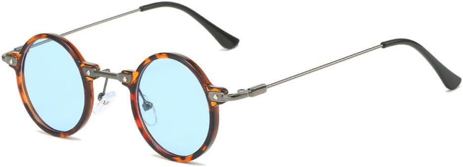 

Ретро маленькие круглые женские солнцезащитные очки с прозрачными линзами цвета океана, защита от УФ-излучения UV400, мужские солнцезащитные очки в стиле панк TKKTLLT, Leopard Blue