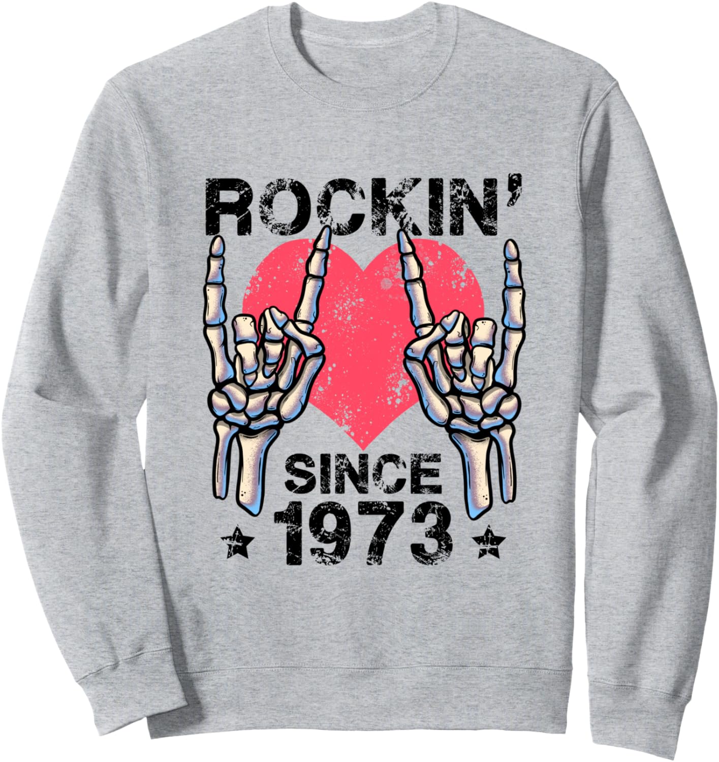 

Рок-н-ролл с 1973 года. Ретро-толстовка в стиле рок-н-ролл Visit Rock And Roll Birthday Shop Rockin Since, серый