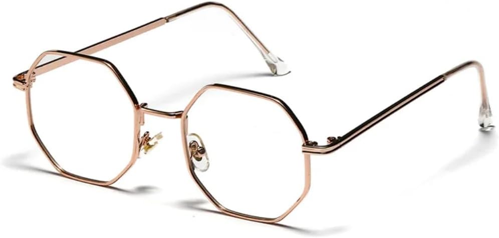 

Солнцезащитные очки Shauna в ретро-стиле с металлической оправой и шестиугольным оправой, модные, цвета розового золота, зеркальные, с защитой от УФ-излучения UV400 VVTWSSW, Golden Clear