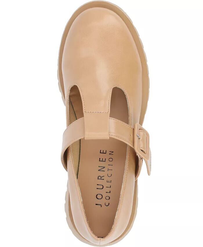 Женские туфли-лодочки Suvi Treaded Sole Mary Jane Flats Journee Collection, коричневый/бежевый — фото 4