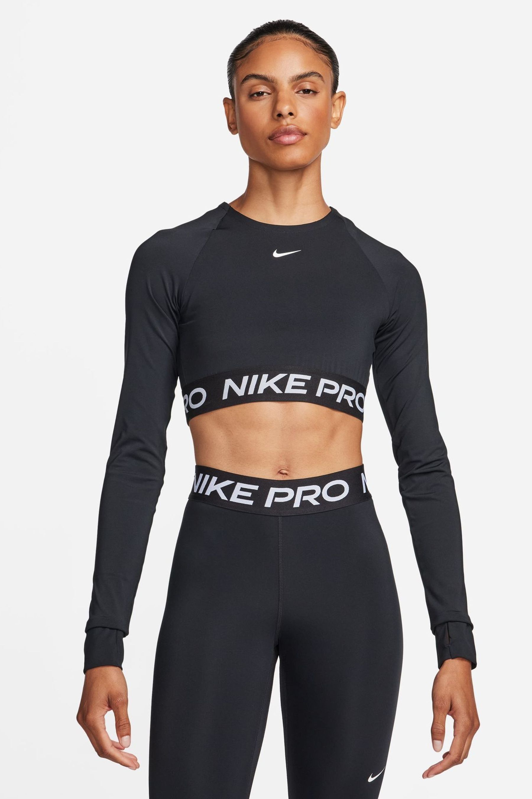 

Укороченный топ Pro dri fit с длинными рукавами Nike, черный