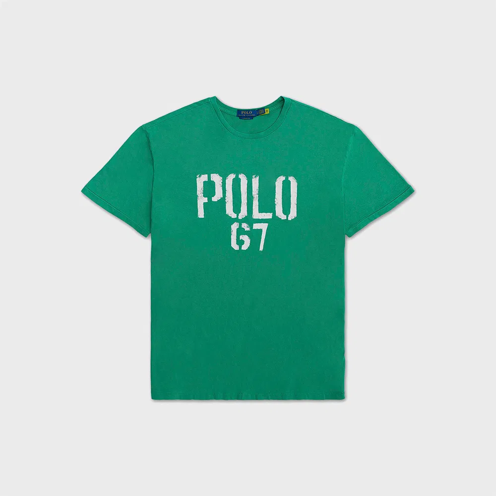 Мужская классическая футболка-джерси Polo Ralph Lauren с графическим принтом, зелёная