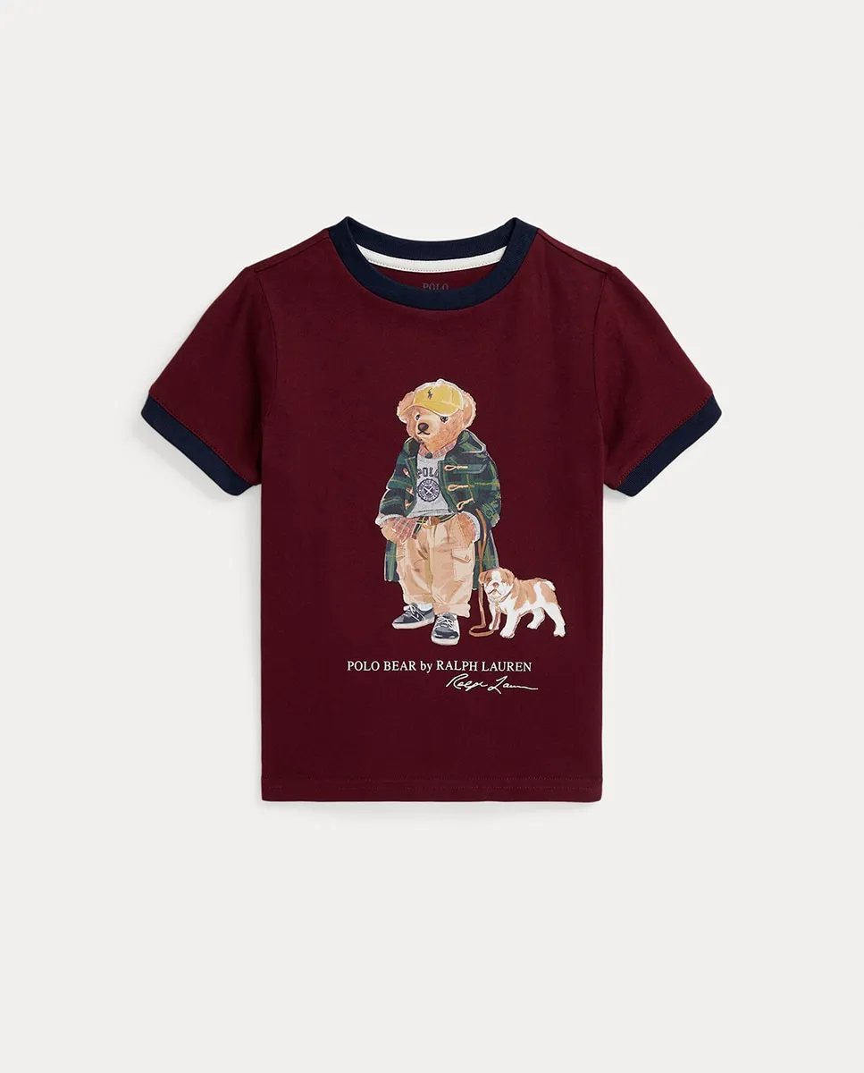 

Детская хлопковая футболка с Polo Bear Polo Ralph Lauren, бордовый