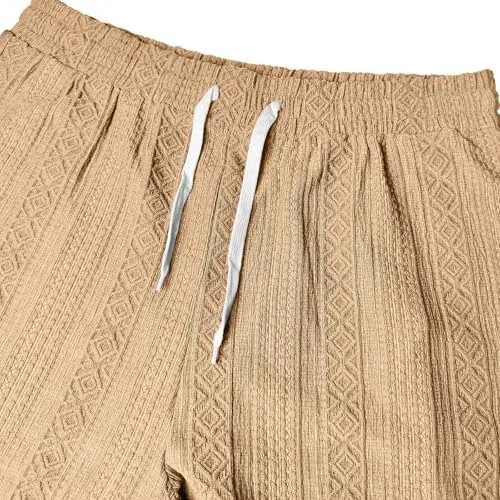 Мужской летний костюм из футболки и шорт с текстурой, Khaki — фото 2