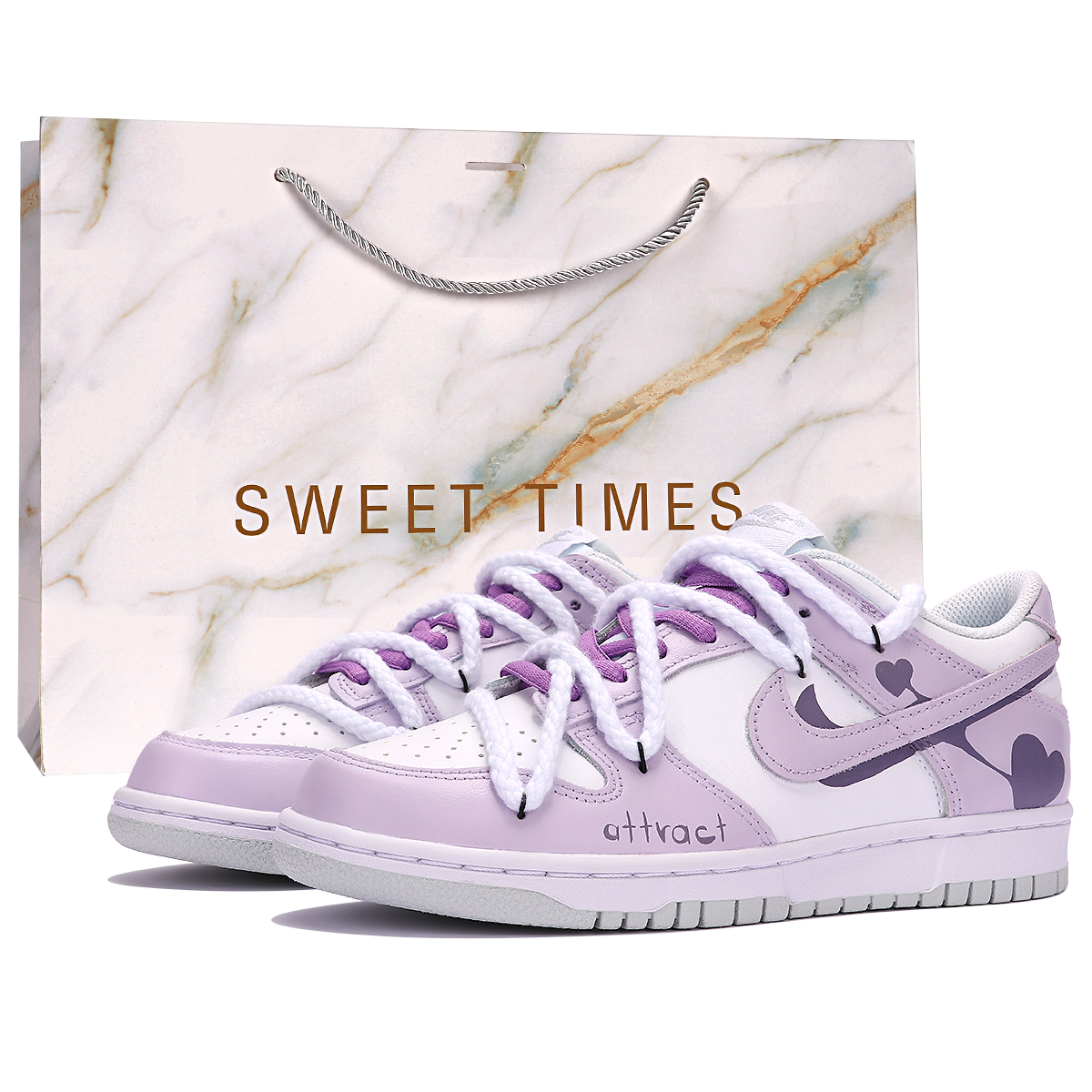 

Кроссовки Nike Dunk Skateboarding Shoes Women's Low-top Purple/white, светло-фиолетовый