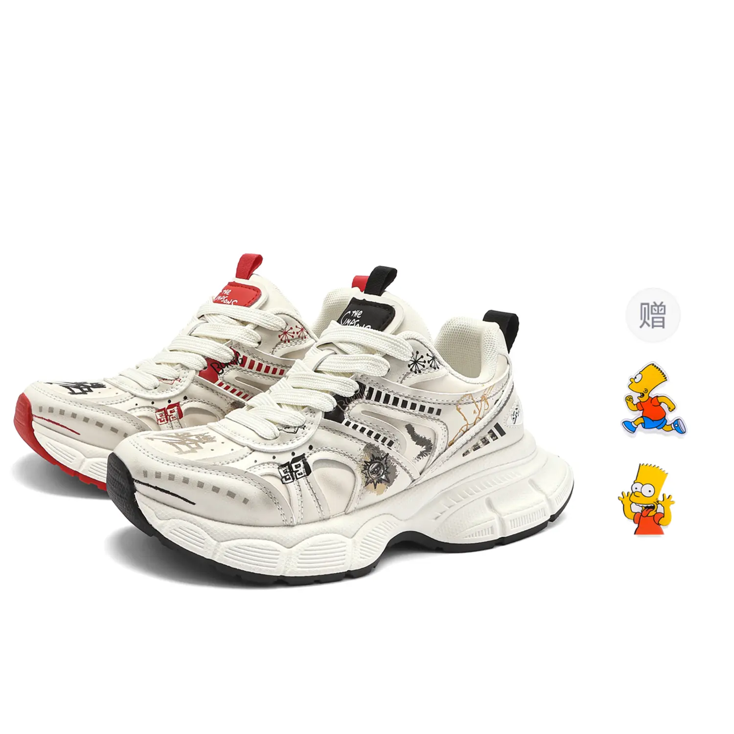 

The Simpsons Низкие массивные кроссовки унисекс с асимметричным кожаным верхом [в комплекте 1 пара пряжек для обуви], цвет Mismatched Leather Upper[Includes 1 Pair of Shoe Buckles]