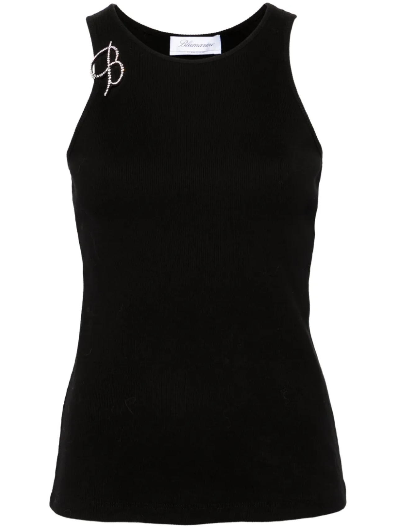 

Blumarine топ в рубчик с логотипом, черный