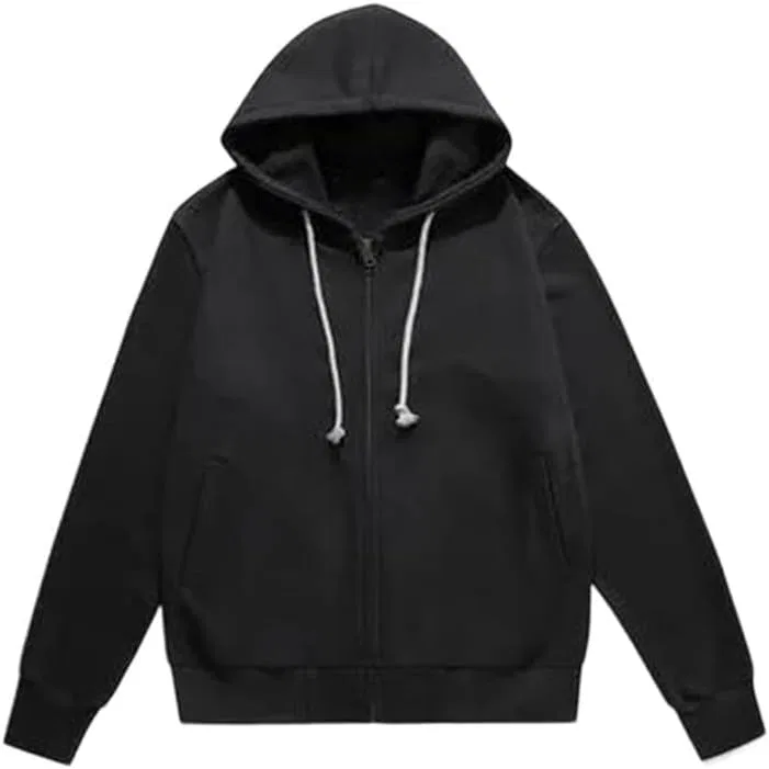 Толстовка капюшон с молнией, оверсайз, хлопковая смесь, Black