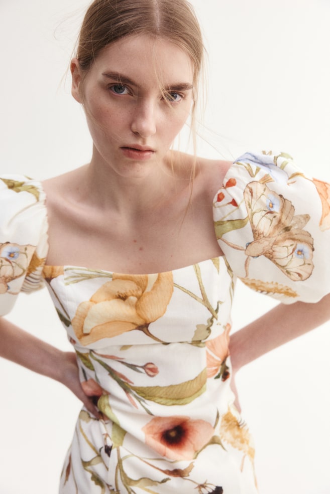 

Платье из хлопка с открытыми плечами H&M, мультиколор