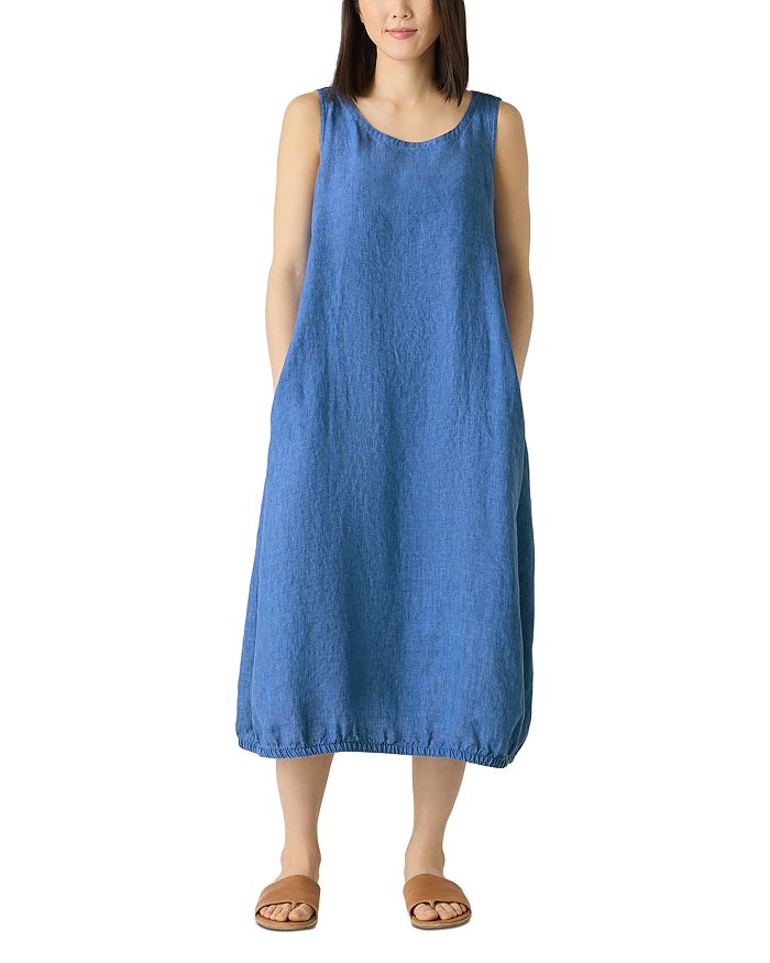 

Платье фонарик из постиранного льна Délavé Eileen Fisher, синий