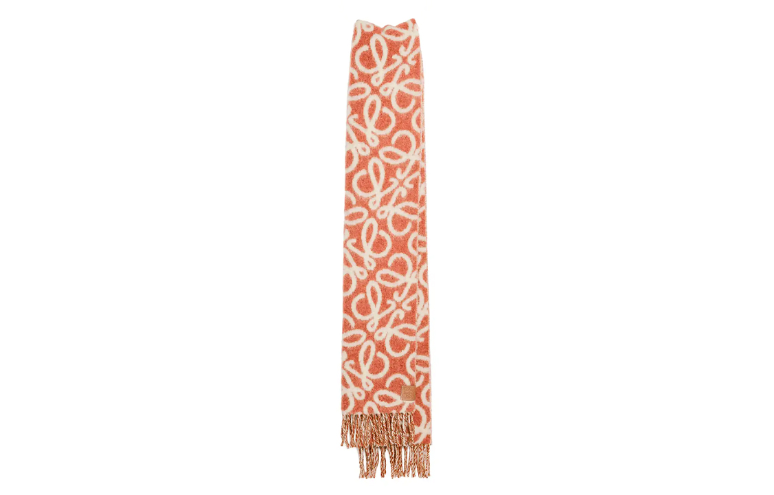 

LOEWE Вязаный шарф женский оранжево-белый, Orange/White