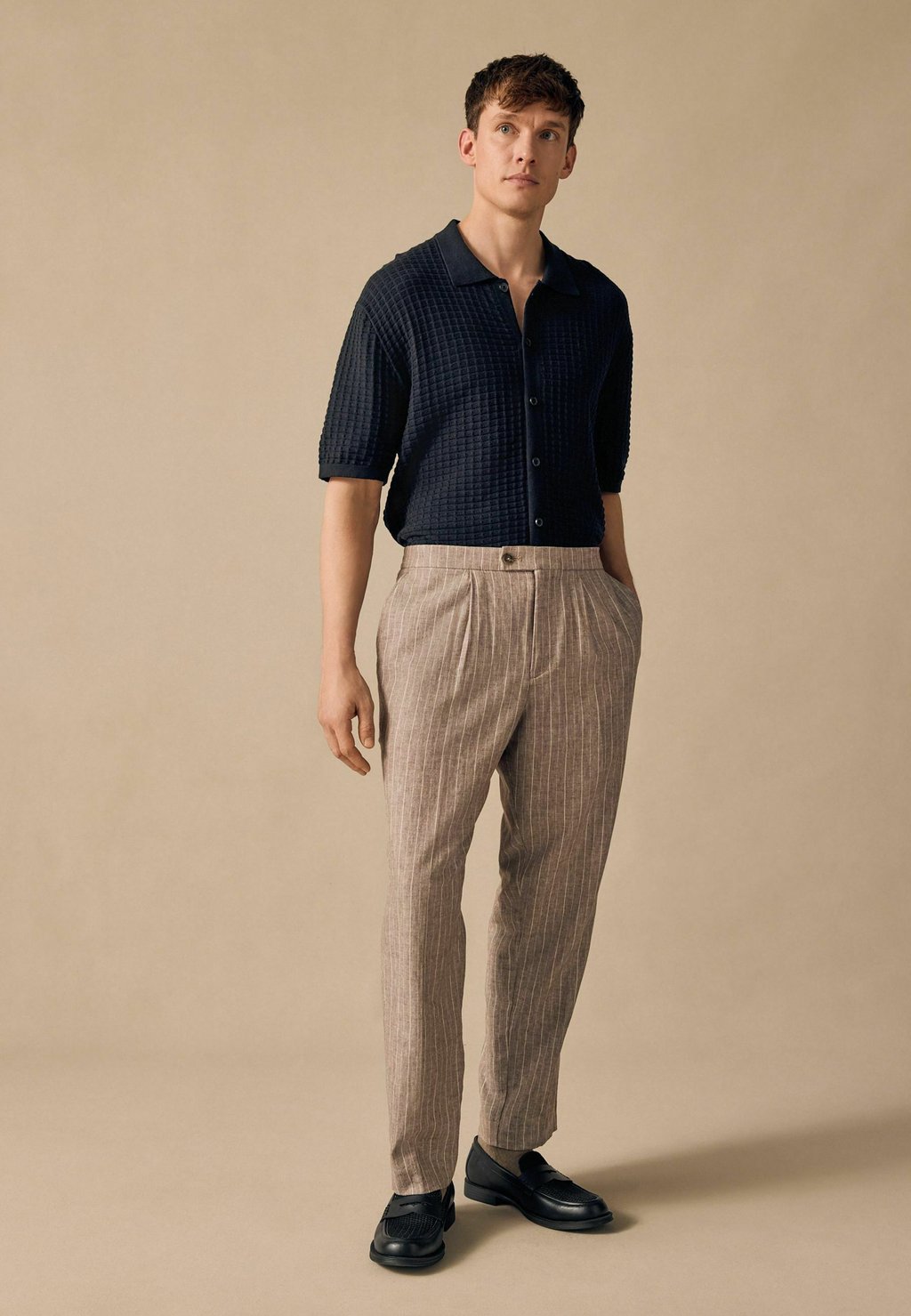 Брюки REGULAR FIT-STRIPE ELASTICATED BACK Next, бежевый — фото 2