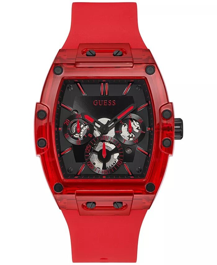 

Мужские часы с красным силиконовым ремешком 43 мм GUESS