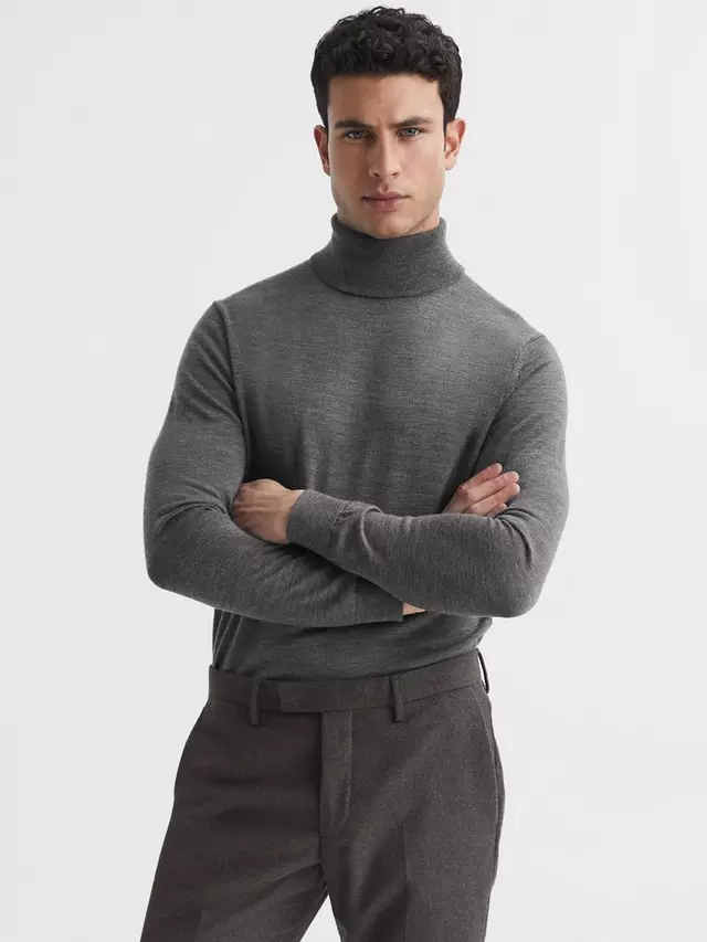 

Джемпер Reiss Caine Merino Wool Roll Neck, цвет derby/grey/marl