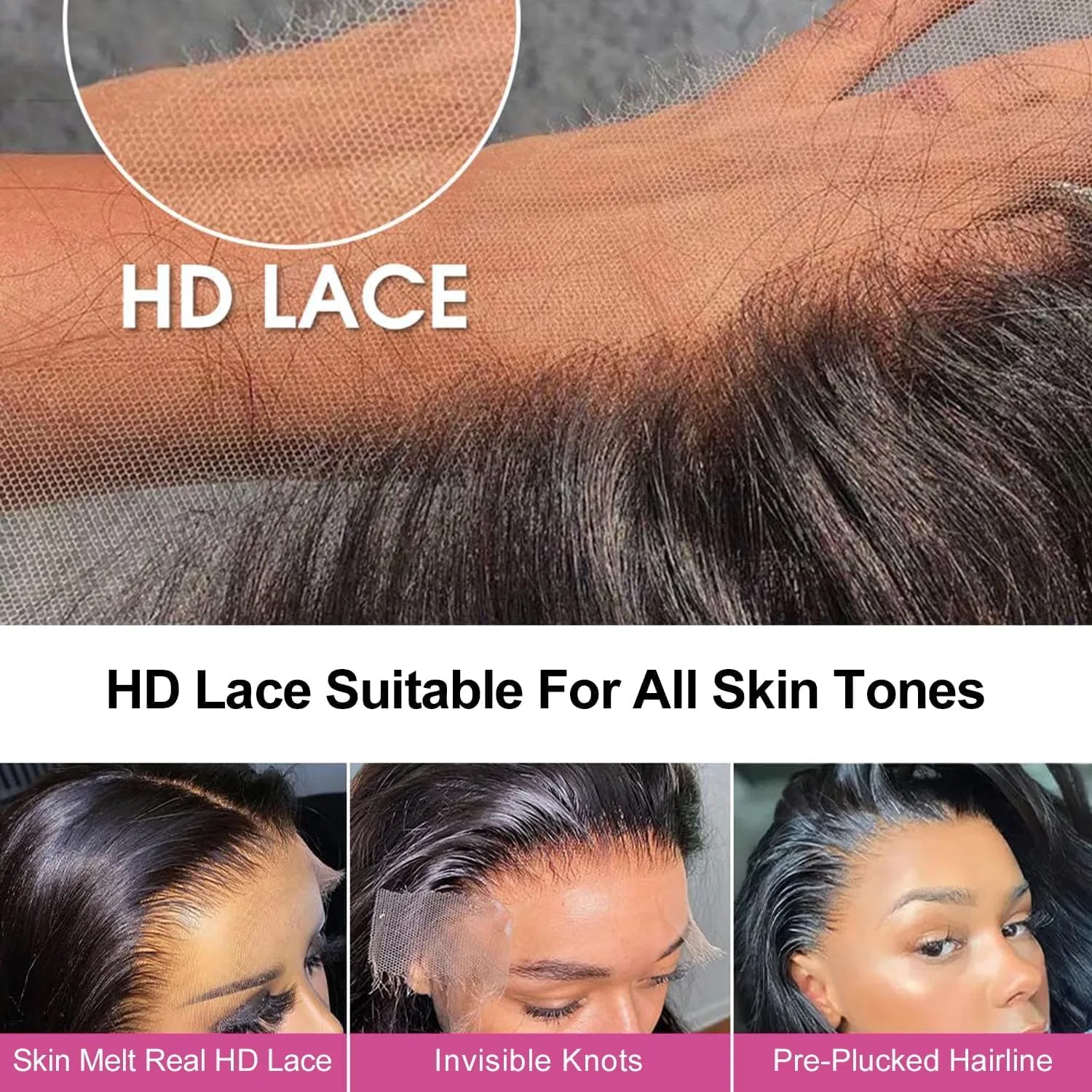 Парик из натуральных волос Water Wave 13x6 HD Lace Front от 180% Density Smilenice, 13 X 6 Water — фото 4