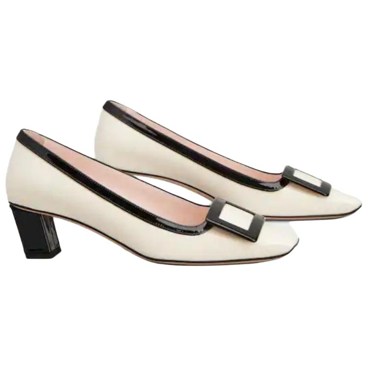 Бель Вивье Блок Хилл Высокие Каблуки 4.5 см Женские Белые Roger Vivier — фото 4