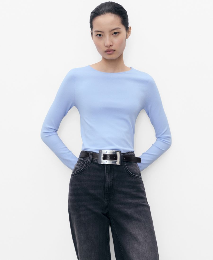 

Женский свитер с длинными рукавами из тонкой вязки MANGO, Sky Blue