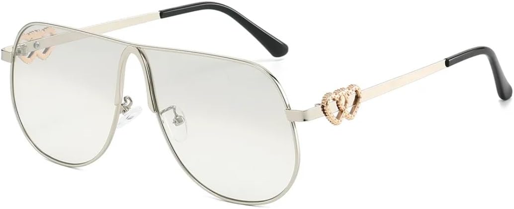 

Модные солнцезащитные очки овальной формы с градиентным переходом для женщин, роскошные мужские очки с двойным сердцем для активного отдыха, защита от УФ-излучения UV400 TVTBBVV, Silvery