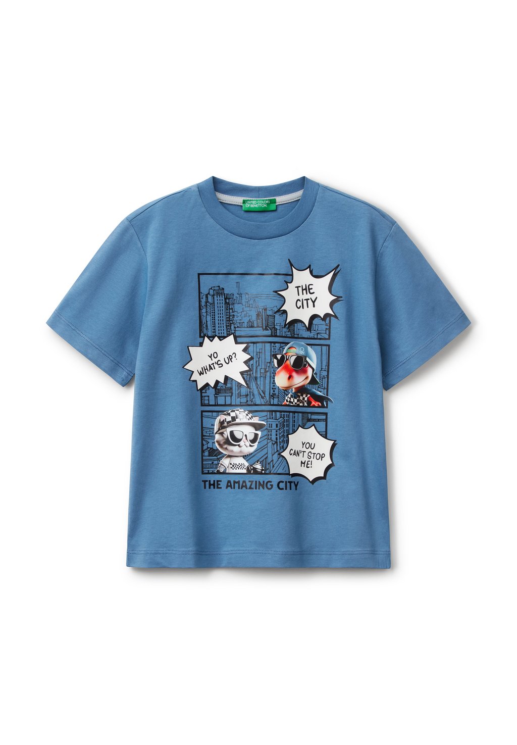 

Футболка с принтом CREW NECK United Colors of Benetton, синий