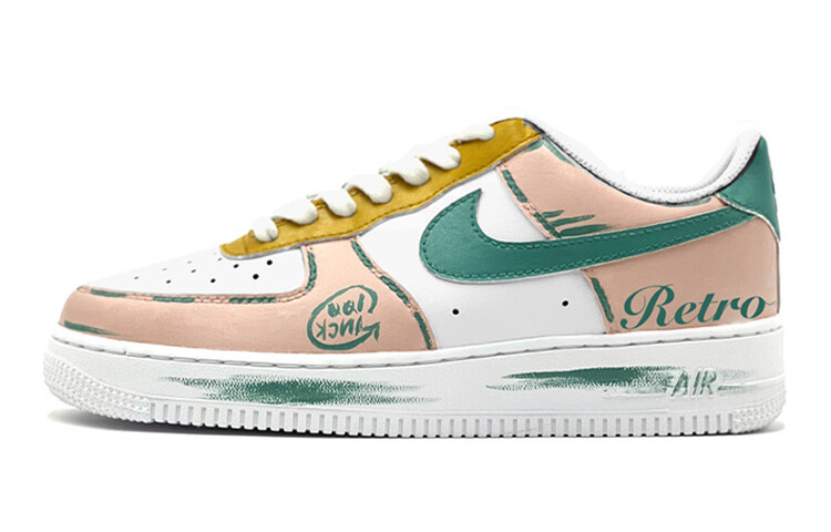 

Кроссовки для скейтбординга Air Force 1 женские низкие розовые/белые/зеленые Nike, Зеленый, Кроссовки для скейтбординга Air Force 1 женские низкие розовые/белые/зеленые Nike