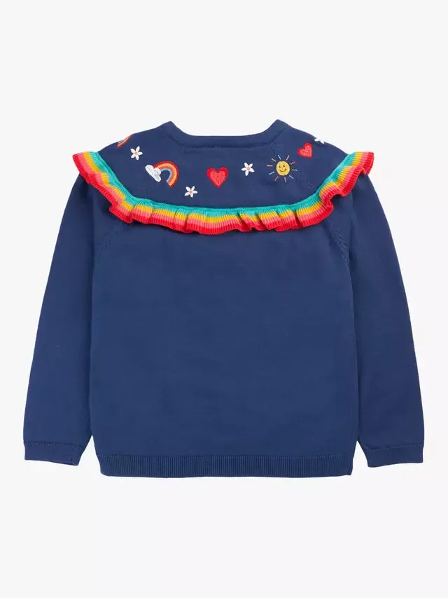 Детский кардиган Romi с оборками, темно-синий/радужный Frugi — фото 2