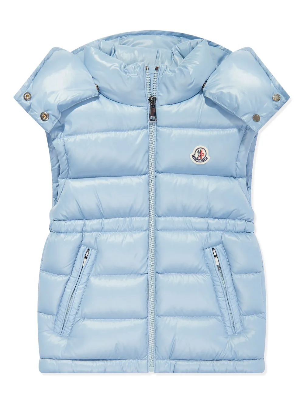 

Жилет с капюшоном и нашивкой-логотипом Moncler Enfant, синий