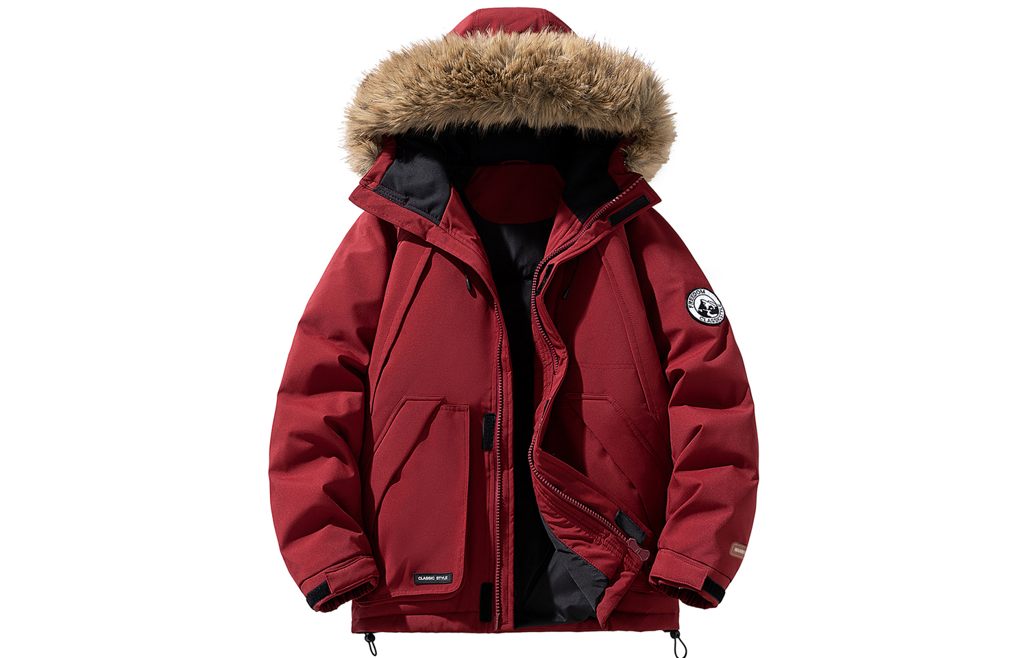 

Пуховик Unisex с капюшоном и флисовой подкладкой WARRIOR, burgundy[free diy badge]