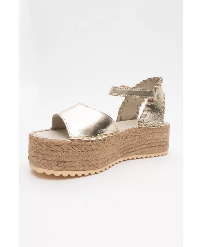 Сандалии Serez Leather Platform Espadrilles (женские) Forever & Always Shoes, золотой — фото 3