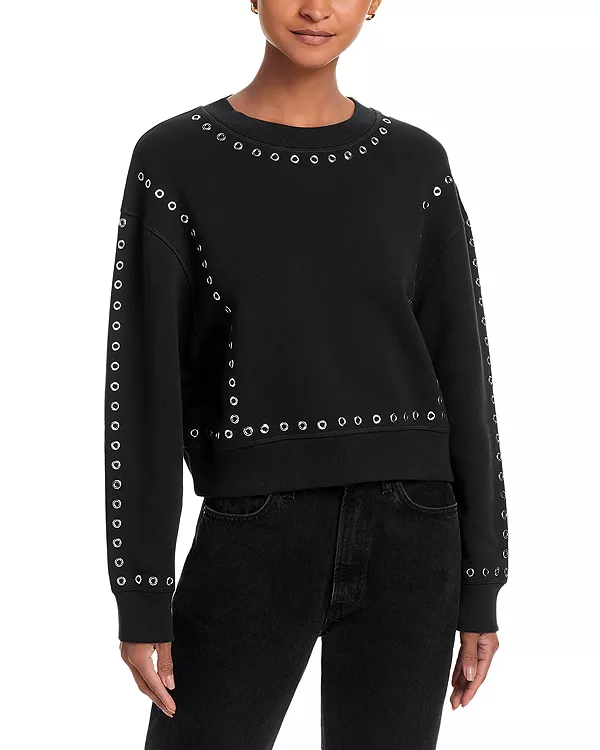 

Винтажный махровый пуловер, украшенный люверсами. Rag & Bone, черный