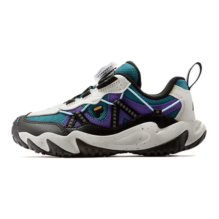 Тканевые низкие кроссовки для детей FILA, Black/Ice Blue Pink-BA — фото 4