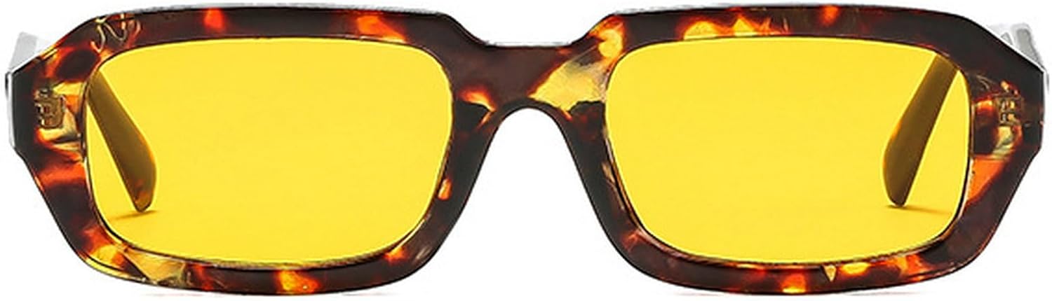 

Солнцезащитные очки в стиле ретро прямоугольной формы для женщин и мужчин. Модные солнцезащитные очки, классические, маленькие, узкие, в стиле 80-х и 90-х. Тонкие солнцезащитные очки mincl, Leopard Orange