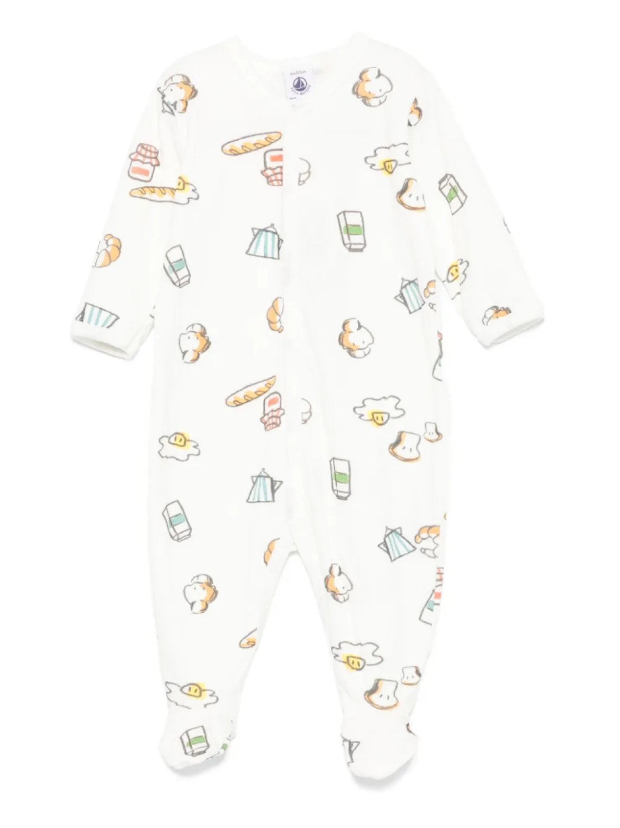 

Комбинезон с длинными рукавами и принтом «Завтрак» Petit Bateau, нейтральный