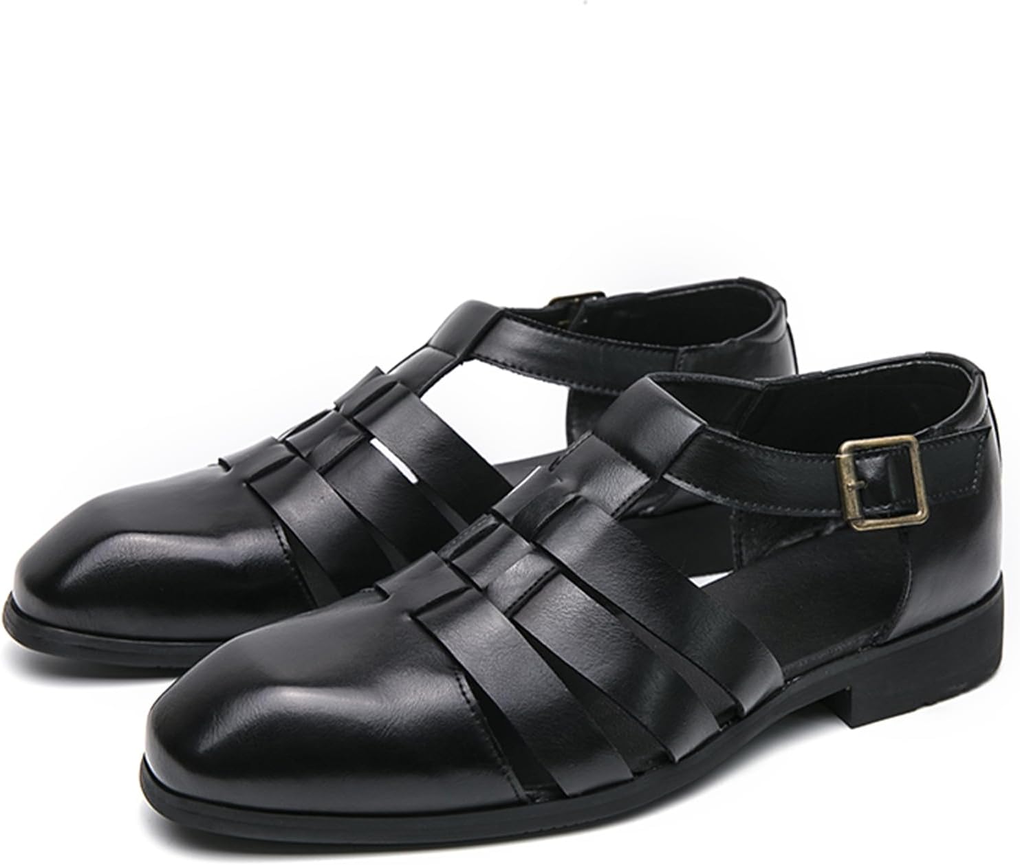 

Мужские сандалии Dacnakby из кожи с ремешком-монком и пряжкой, черные, слипоны с плетеными ремешками, летние сандалии для мужчин