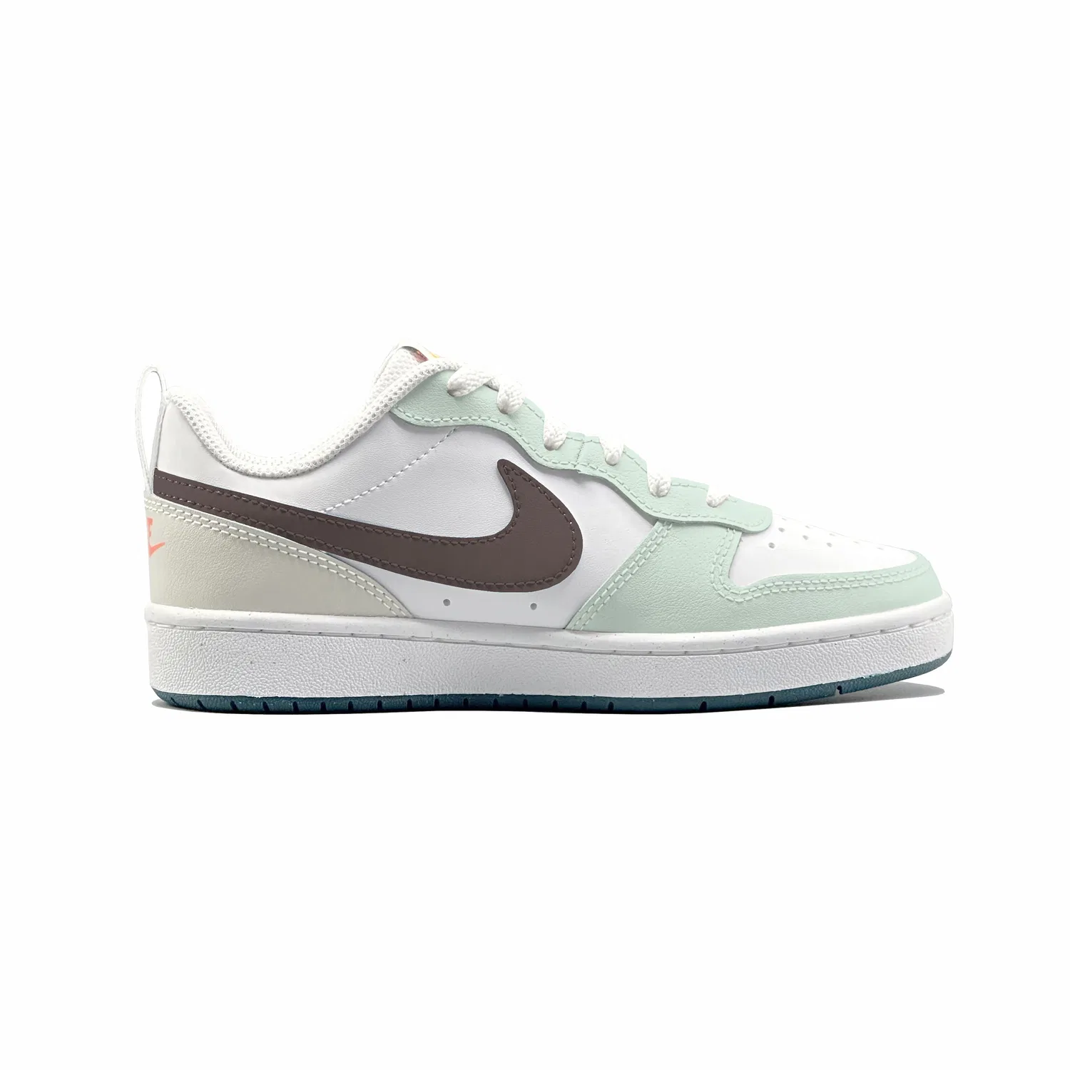 Кроссовки для скейтбординга детские Court Borough 2 Clear Lotus Smile Leather, низкие, нескользящие, износостойкие Nike, Light Green — фото 3