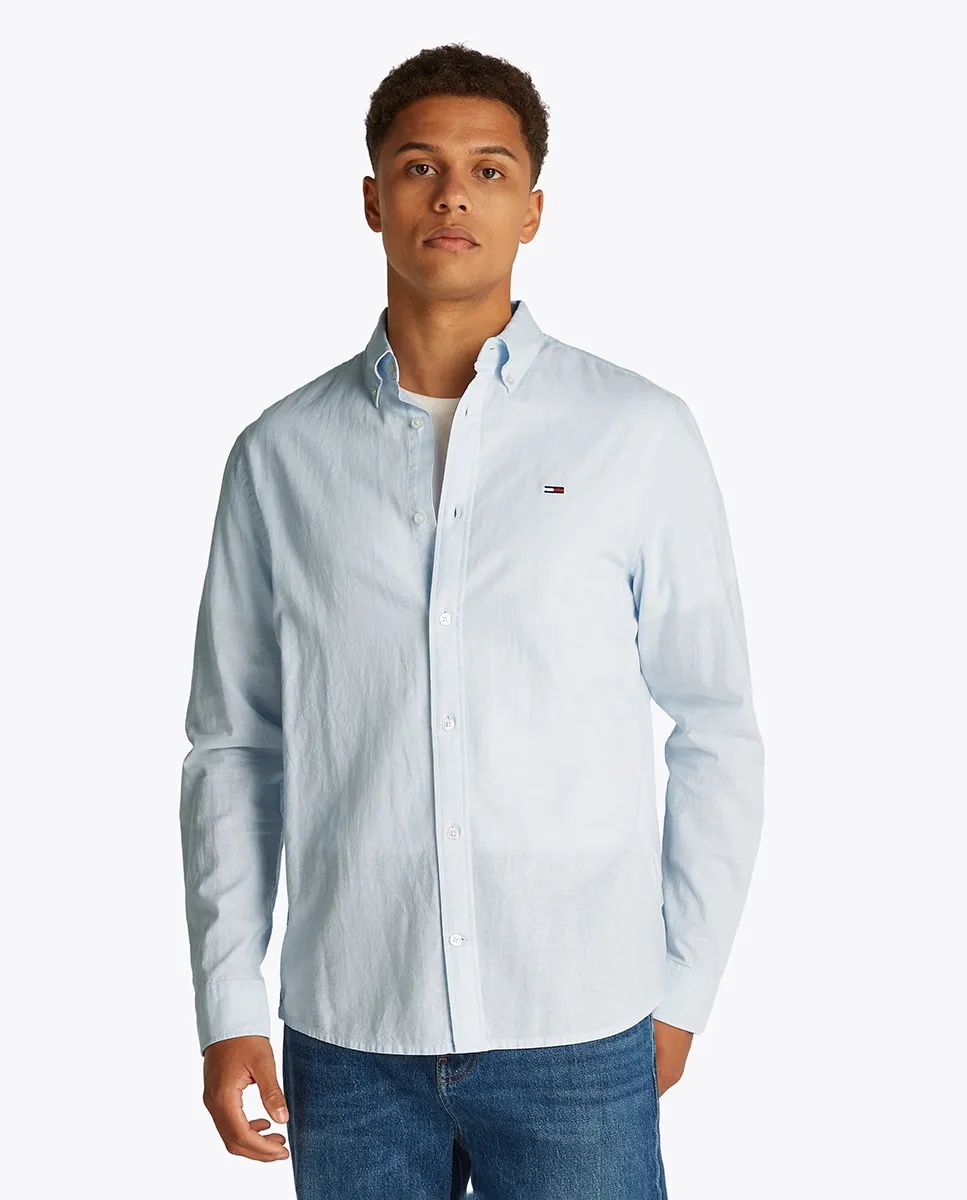 

Мужская льняная рубашка классического кроя Tommy Jeans, голубой