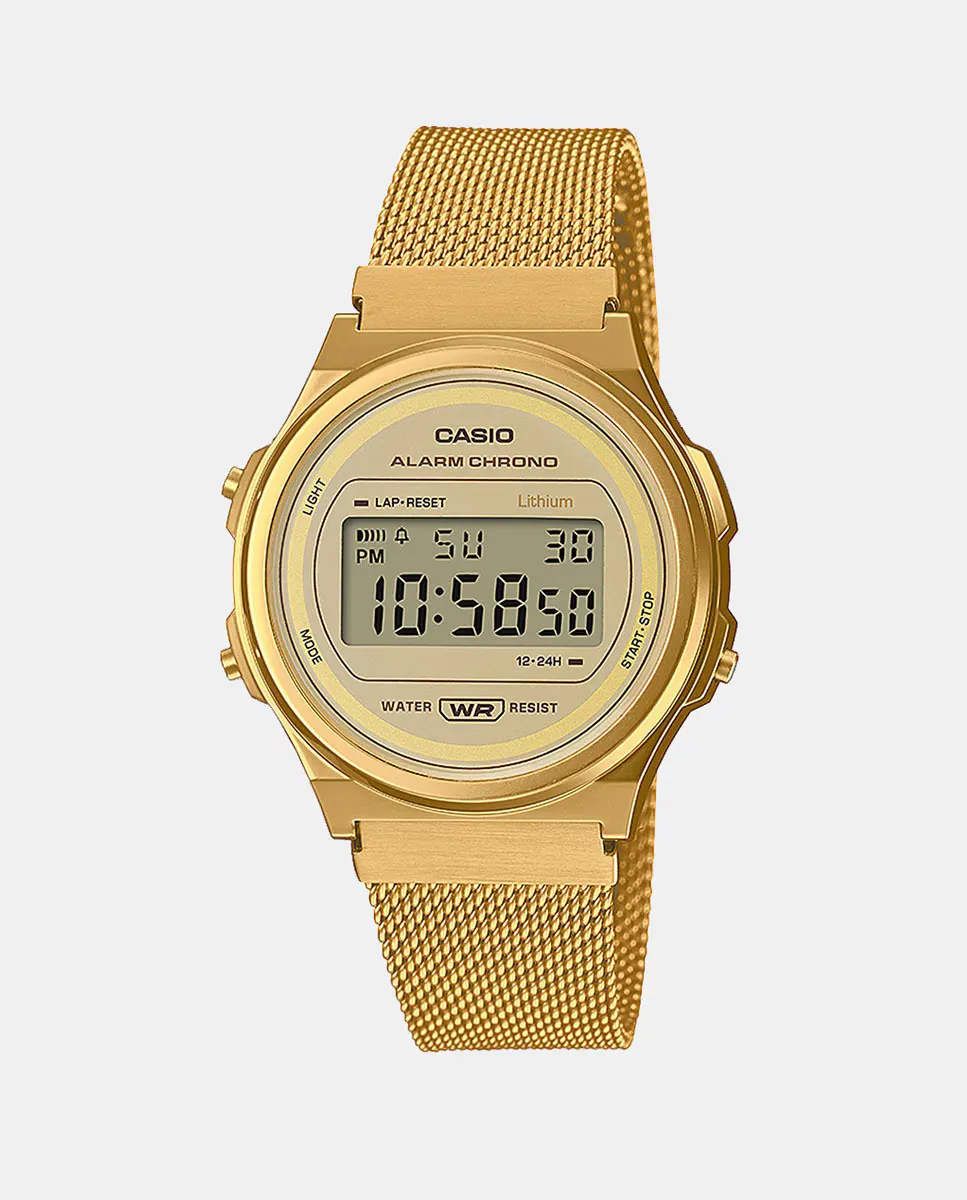 

Винтажные цифровые мужские часы из золотой стали A171WEMG-9AEF Casio, золотой