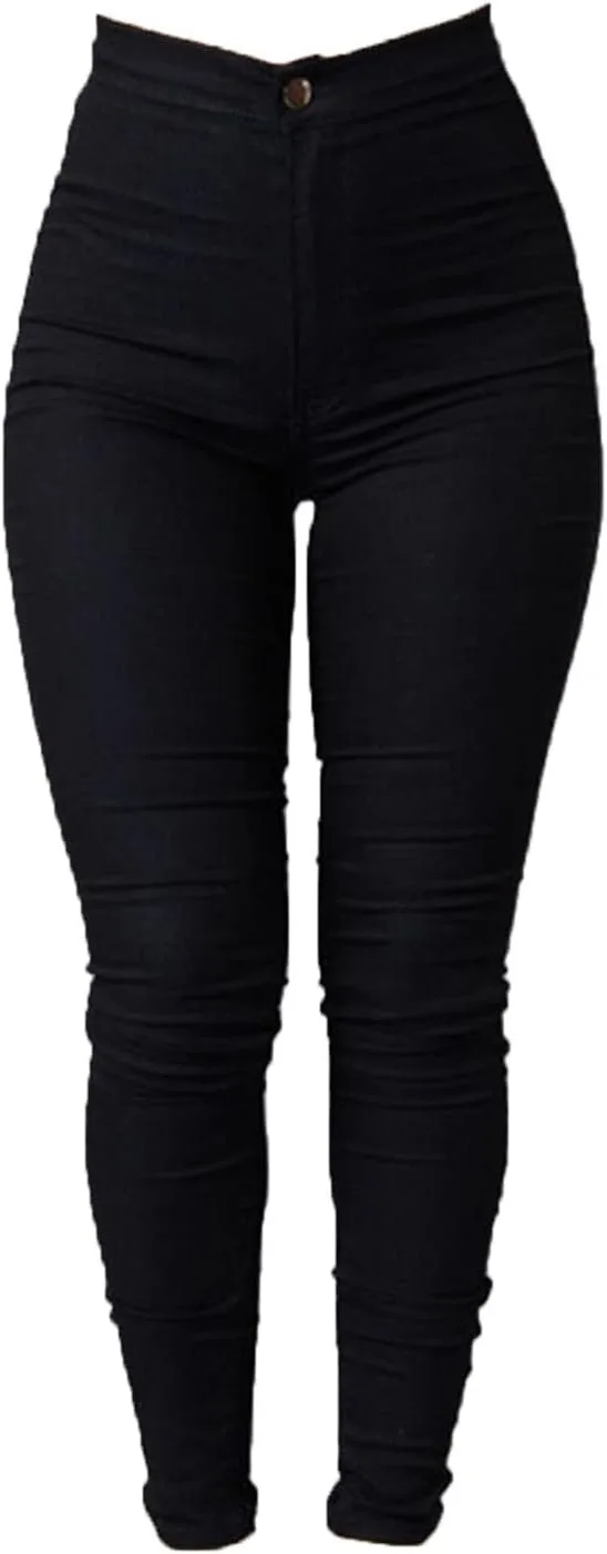 

Женские уютные скинни джинсы Casual High Waisted Stretch Slim Denim Solid Color