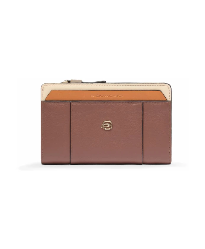 

Женский кошелек с отделением для монет и слотами для кредитных карт, с защитой от RFID-сканирования. Piquadro, коричневый