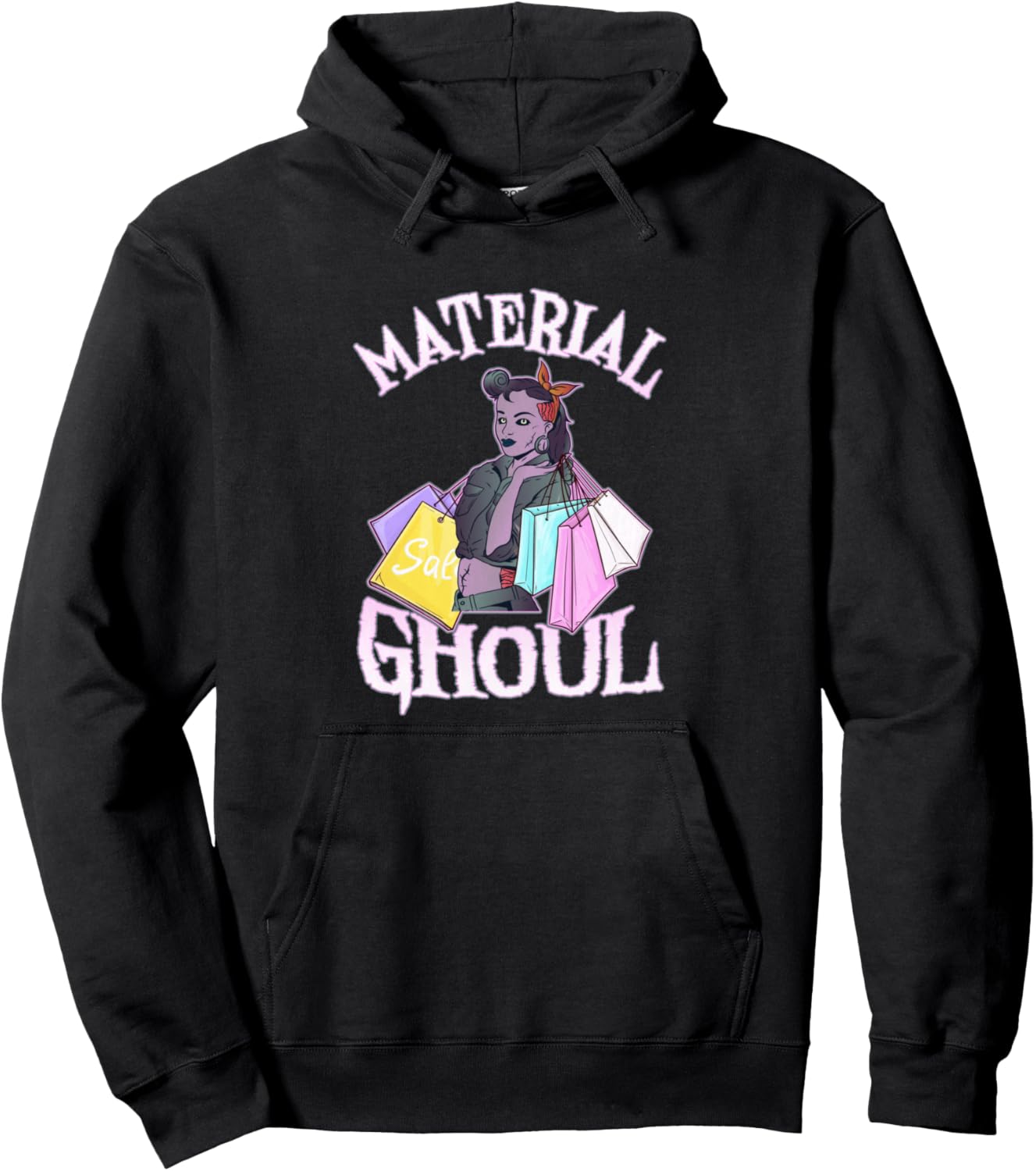 

Худи в стиле ретро-шоппинга на Хэллоуин Gothic Fashion Shopping Halloween Style, черный